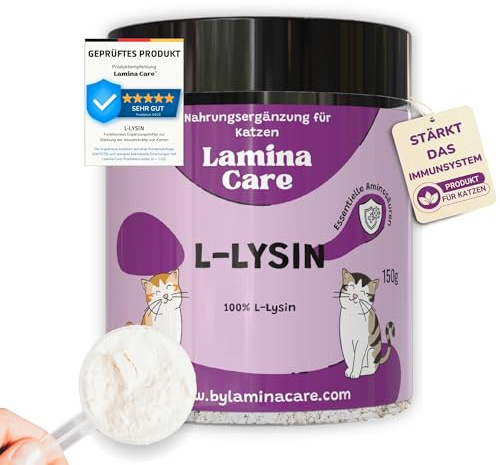 Lamina Care - Lisina Gatos con Aminoácidos Esenciales para Reforzar el Sistema Inmunitario, Apoyar Las Vías Respiratorias y Prevenir el Herpes Felino, Suplemento Natural para Todas Las Razas y Edades