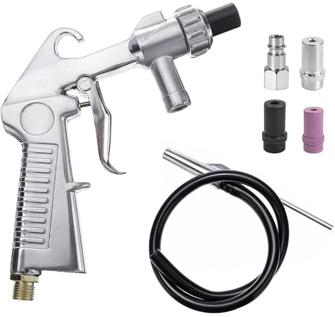Sabbiatrice Sabbia per Sabbiatrice, Ugelli in Ceramica, Sabbiatrice per Compressore con Tubo in Gomma da 1 m, Pistola Sabbiatrice per Compressore, Con Nipplo di Connessione all'Aria