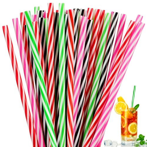 50 Pezzi Cannucce Riutilizzabili, 23cm Duro Cannucce Plastica, Lavabile in Lavastoviglie Cannucce Cocktail Colorate, Cannucce Bubble Tea, Cannuccia Riutilizzabile per Feste, Bibite, Frappè, Succo