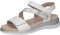 CAPRICE Damen Sandalen flach aus Leder Bequem, Weiß (White/Silver), 37 EU