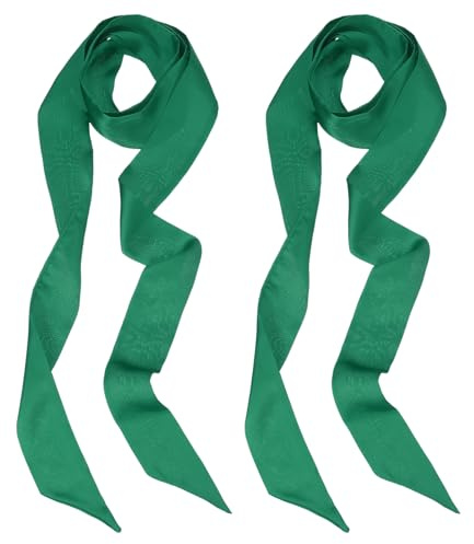 PATIKIL 2Pz Sciarpa a Nastro Elegante Sciarpa Skinny Verde Scuro | a Tinta Unita Pura Lunga Foulard Seta Satinata Cinture Sash Capelli Sciarpe per Borse a Mano Nastro Cravatta per Donne