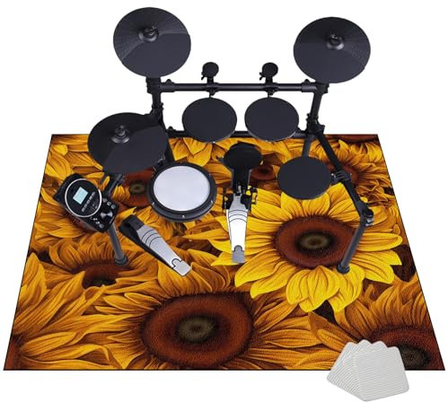 Schallschutz Matte Drum Teppich | Schlagzeug Teppich | Elektrisches Schlagzeugteppich | rutschfeste Trommel Teppiche | Quadratische Schallschutzdecke für E-Drum-Kits Bass Drum Snare 160 x 140 cm