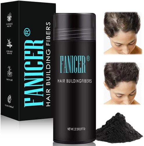 27.5g Fibre capelli,Rriempimento Nascosto la Perdita di Capelli,fibra capillare uomo,donna per l'infoltimento dei capelli,Qualità polvere per capelli più spessi e pieni (Nero)