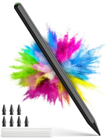 Matita per iPad 2018-2025, ricarica rapida wireless magnetica, sensibilità a 3 modalità, 8 punte, controllo inclinazione, rifiuto del palmo, penna stilo per Apple iPad 10/9/8/7/6a generazione, Pro 11