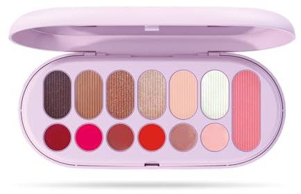 Pupa Make My Day Pocket Blush, läppstift, glans och ögonskugga – 13 delar för ansiktsmakeup, ögon och läppar, perfekt för hem eller resor – finns i 3 färgvarianter (001 lila)