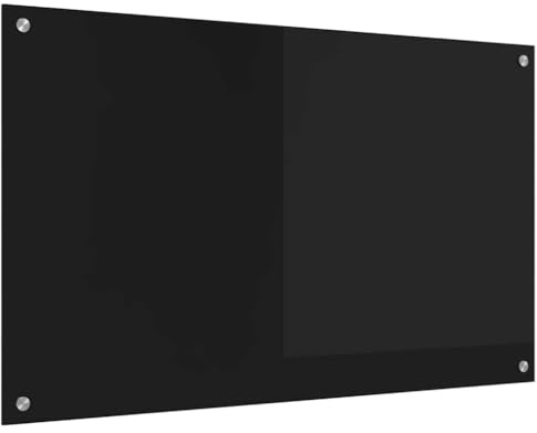 vidaXL Küchenrückwand Schwarz 100 x 60 cm Gehärtetes Glas, Moderner, stabiler Küchenoberflächen-Style: Hitzebeständige Glasrückwand für coole Upgrades und modernen Flair