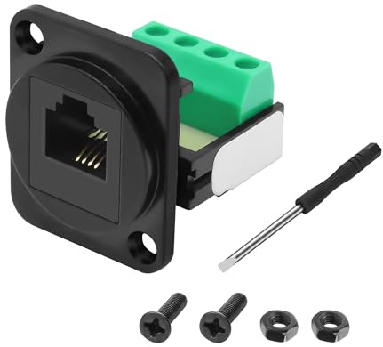 MEIRIYFA Tipo D RJ11 6P4C Panel Mount CAT3 morsetto vite adattatore senza saldatura, tipo D RJ11 femmina a 4 pin Keystone Jack maschio per telefono (1PCS)