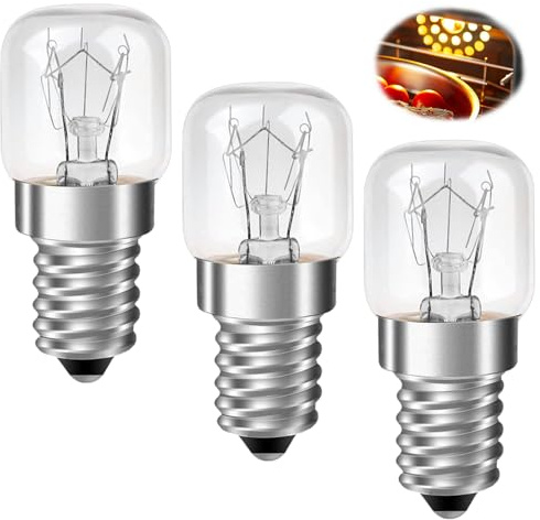 Paquete de 3 bombillas para horno, bombillas T22 de bajo voltaje E14, 25 W, bombillas de repuesto, resistentes al calor hasta 300 °C, para hornos, microondas, campanas extractoras y lámparas de sal