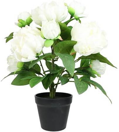 Konstgjord peonbuske i kruka, 40 cm, pionbuske, pion, bondgårdsros, peoni, rosenbusk, konstpion, tidig blomma, krukväxter, dekorativa blommor, konstgjorda blommor, sidenblommor, dekoration, bröllop