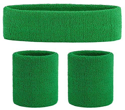 ONUPGO Svettbandsset (3 delar) sport pannband handled randiga svettband frotté tyg armband atletisk träning basket handled svettband och pannband fukttransporterande svettabsorberande pannband