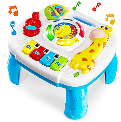 HERSITY Spieltisch Baby Spielzeug, Musik Lerntisch Aktivität Tisch, Activity Table Musikspielzeug Geschenk für Kinder 1 Jahr Kinderspielzeug ab 18 Monaten