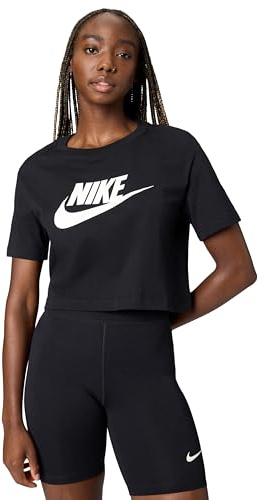 Nike Women's Sportswear Essential Cropped Logo T-Shirt, Black/White, X-Small