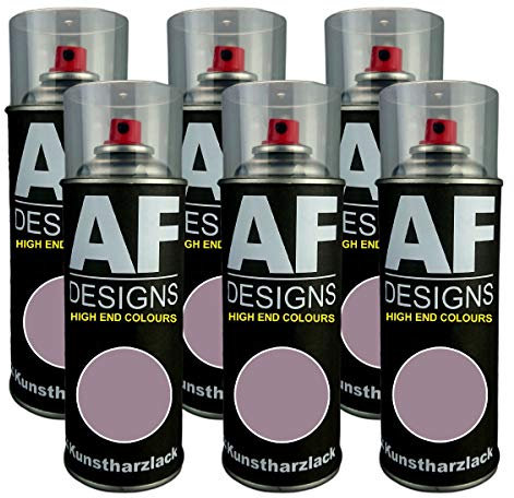 Alex Flittner Designs 6X Plástico Revestimiento Pintura en Espray Laca Colorida Lata de Aerosol RAL4009 Violeta Pastel Brillante Mate - Ral4009 Violeta Pastel Seda Mate