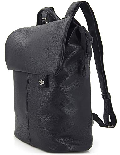 ekavale Elegant Rucksack für Damen & Mädchen – City Daypack aus Optik Leder – klein Schulrucksack Backpack (Schwarz)