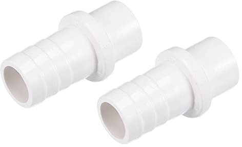 sourcing map PVC Tuyau Raccord 18mm Barbillon Diamètre Externe 20mm Embout Droit Tube Tuyau Connecteur Blanc paquet 2