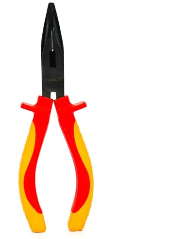 INGDAUM® VDE Spitzzange, abgewinkelt, 6, isoliert gegen 1000 V zum sauberen und sicheren Schneiden von Drähten, Adern und Kabeln (Spitzzange abgewinkelt 6)