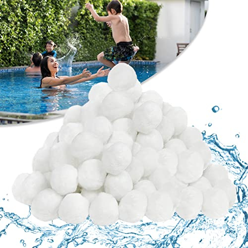 LARS360 filterbollar 1 400 g filterbollar pool, filterbollar för poolpump, filterbollar för sandfilter, kan ersätta 50 kg filtersand, filterbollar för sandfiltersystem för filtrering, pool, akvarium (vit)