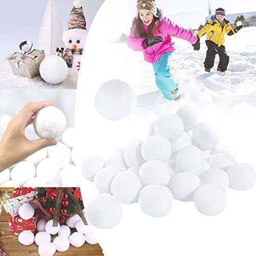 7cm Boules de Neige Artificielles Blanche,Décoration de Noël,25 Fausse Boule de Neige Jeu Combat Intérieur Extérieur pour Enfants Adultes,Décoration Arbres Noël et La Maison,Jeu de Lancer