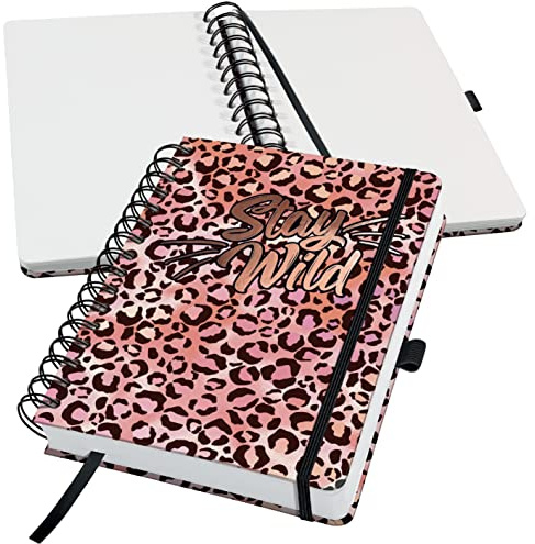 SIGEL JN653 Spiral-Notizbuch Jolie, Pink Leo Love, ca. A5, dotted: 120 g/m², 240 S., FSC-zertifiziert, vegan | JN653, läsband, pennslinga, gummiband, 120 g papper, vegansk