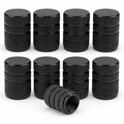 8 Pack Black Aluminum Valve Stem Caps – Universal Tire Caps, Rust-Proof, Leak-Free Fit for Cars, SUVs, Trucks & Motorcycles