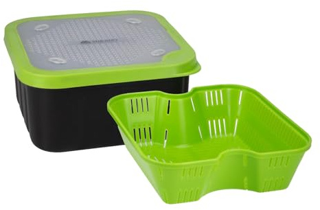 MIKADO WITH STRAINER Köderbox for Pellets mit Sieb Pellet Wetter 17x17x8,5cm Angelbox