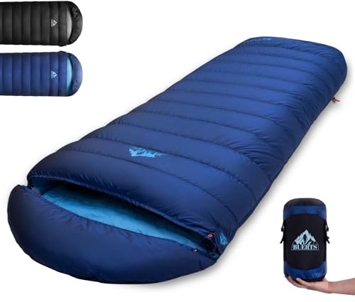 BUERTS Down Sleeping Bag for Adults. 680FP Ultralight Portable, Backpacking Sleeping Bag for Hiking, Camping, Mountaineering, expeditions and Backpacking. with Compression Sack
