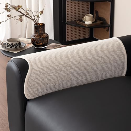 MEETSKY Couch Cover Sofa Arm Covers, Anti Slip Armchair Slipcovers Sofa L Shaped Armrest Backrest, Furniture Protector Covers for Pets Kids, Beige, 28 x 28 (Only 1 Piece)