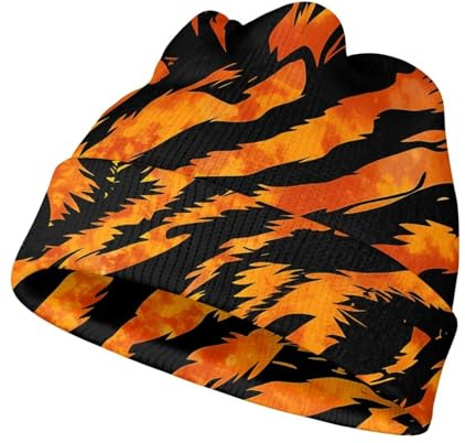 Watdotory Wintermütze mit Tierdruck, für Jungen und Mädchen, winddicht, warm, Kindermütze, Orange Tiger, M