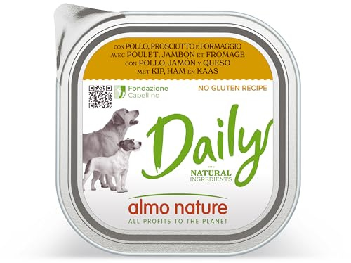 almo Nature Daily Menu Dog No Grain Paté con Pollo, Prosciutto e Formaggio, 9 x 300g