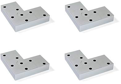 Emuca 2022825 Möbelbeine, Möbelfüße aus Metallic Kunststoff, Set aus 4 Füßen höhe 12mm, Metalic-Grau