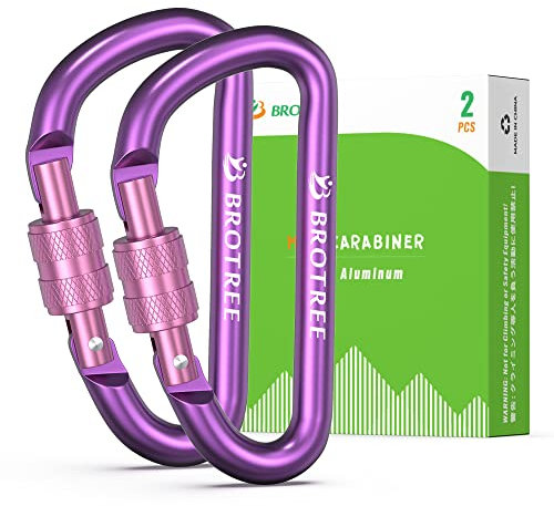 BROTREE Small Carabiner Clips Mini Locking Carabiner - 6cm Aluminum D-Ring