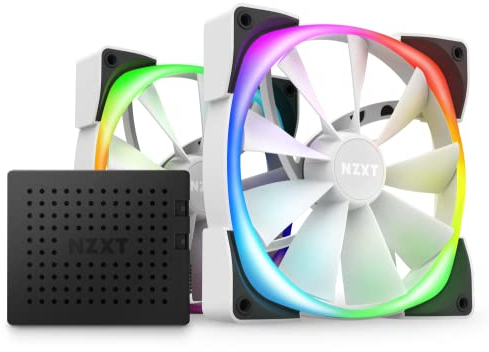 Nzxt AER RGB 2-140mm - HF-2814C-DW - Erweiterte Beleuchtungsanpassungen - Fluid Dynamic Bearing - LED RGB PWM Lüfter - Doppellüfter (Beleuchtungscontroller INKLUSIVE) - Weiß