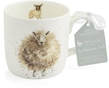 Royal Worcester x Wrendale Designs 'The Woolly Jumper' Coffee Mug - Fine Bone China White Mug with Handle, Charming Sheep Design, Dishwasher & Microwave Safe, Suitable for Hot Drinks