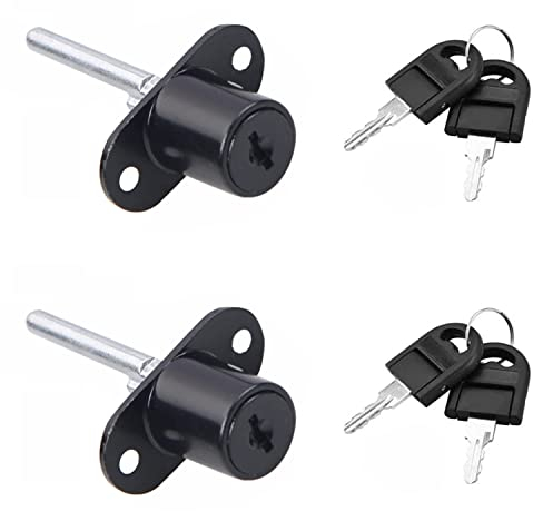 2 Stück Schublade Schloss mit Schlüssel Plunger Schloss Cam Schloss mit Schlüssel Büro Schubladen Schlösser Schiebetürenschloss Schrankschloss für Schiebetür Schublade Schwarz