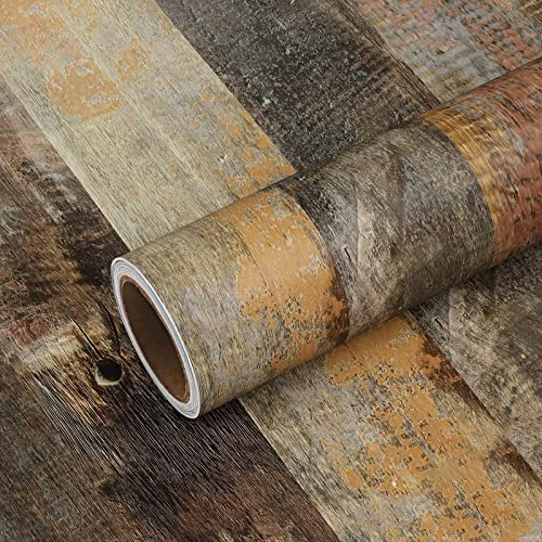 VEELIKE Vintage Braun Holz Tapeten Selbstklebend Folie Holzoptik Klebefolie Möbel Wandtapete Holz Küchentapete Abwaschbar Möbelfolie für Tische Holztapete Schrankaufkleber Badezimmer 40cm×300cm