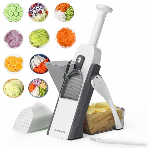 Jonscook Sicherer Gemüseschneider - Multifunktionaler Küchenhelfer Mit Pommes-Frittier-Schneider, Zwiebelschneider, Obstschneider, Würfel, Mandoline - Lebensmittelschneider