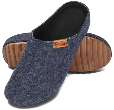 BeComfy Dam Filttofflor med Halkfri Sula 36-41 EU (Marinblå, Europeiska skostorlekar, Vuxen, Numeriskt, Medel, 41)
