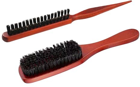 Haarbürste Wildschweinborsten Sleek Bürste Herren Toupierbürste Herren Groß und Klein Wildschweinborsten Bürste, Weiche Naturborsten Herrenbürste Haarbürste Holzgriff 2 Stück