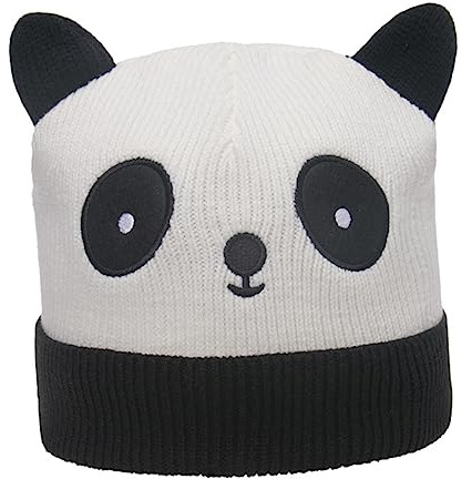 OFFSCH Bonnet d'hiver Tricoté en Acrylique Souple et Flexible Motif Panda Adorable, Chaud et Confortable Réunions de Famille et Fêtes d'hiver, Taille M
