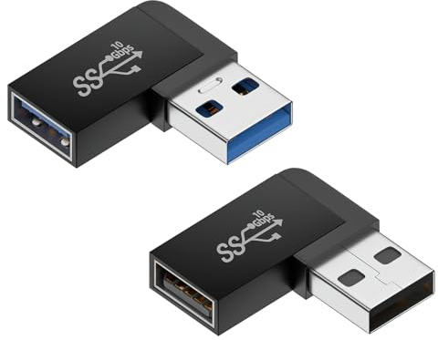 HENGBIRD 2 Pezzi USB 90 Gradi Adattatore,USB 3.0 Da 90 Gradi,Adattatore Usb 3.0 Da 90 Gradi,USB A Maschio A Femmina Accoppiatore Spina,USB Angolo Sinistro E Angolo Destro Adattatore Adattatore