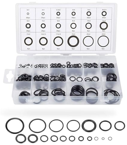 Gummi Dichtungen Ringe Kit, 225 Stück Dichtungsringe Set, 18 Größen O-Ring Sortiment Dichtungsring Set für Reparatur Autos Sanitär Werkstatt Hydraulik(Schwarz)