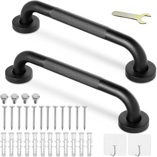 Lot de 2 barres d'appui antidérapantes chromées en acier inoxydable 304 pour personnes handicapées - Poignée de sécurité pour cuisine, chambre à coucher, baignoire, douche, marches,