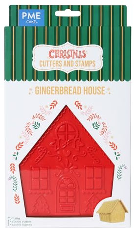 PME Tagliabiscotti ad Impressione di Natale - Casetta di Zenzero (Set di 3)