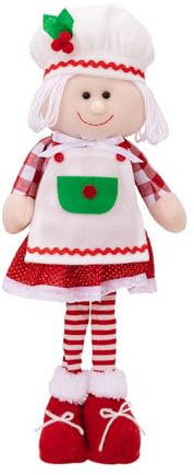 Asudaro Weihnachtsmannfiguren 1 PCS Weihnachtsmannpuppe Weihnachtskochmütze Teleskoppuppe Weiche Länge Weihnachtsmann Stehend Plüschdekoration Puppe Weihnachtsteleskopplüschfigur