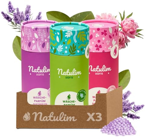Natulim Doftpärlor för tvätt, veganska doftförstärkare, miljövänlig och skonsam, lämplig för känslig hud och all tvätt, uppfriskande doft, 90 tvättar- 3 x 300g (Doftmix)