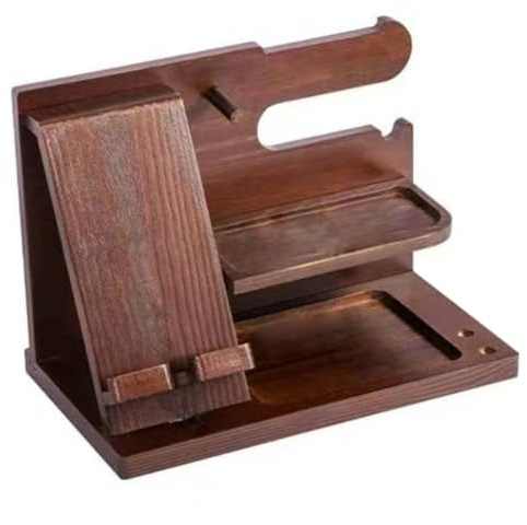 MOLERRI Supporto di Ricarica da Tavolo per Ufficio in Legno Porta Cellulare in Legno Porta Orologio Multiuso per Occhiali da Ingresso