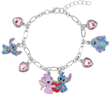 Disney Stitch & Angel, bracciale con charm in finta oro, taglia unica, senza gemme