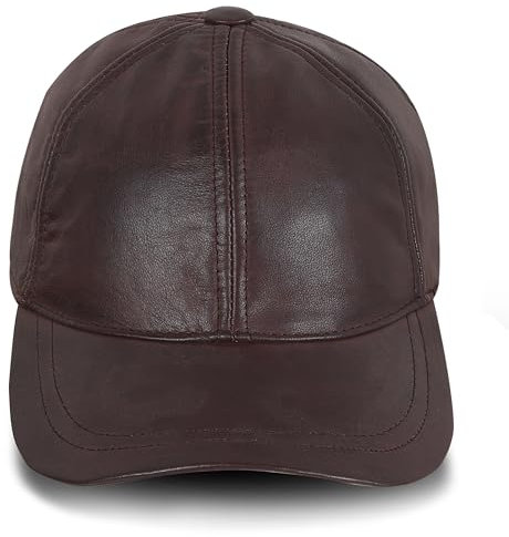 URBAN 5884 Gorra de Piel Auténtica - Sombrero para Hombre y Mujer con Visera, Gorro Suave de Cuero