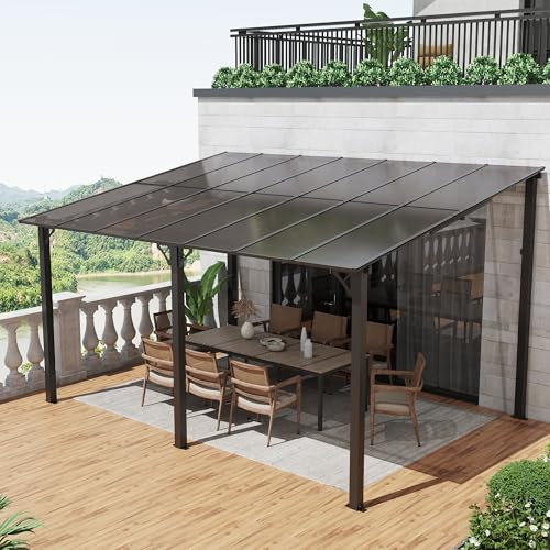 OC Orange-Casual Terrassenüberdachung, 3x4m Pergola, Anti-UV Carport mit Sonnendach aus PE-Platte&Stahlrahmen, 3 Packets insgesamt, Pavallon für Garten, Hinterhof, Schwimmbad
