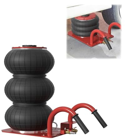 UISEBRT 3T Pneumatisk luftkudde lyftdon, 150–400 mm, 3 ton (6 600 pund) – Tredubbelt luftlyftdon med hydrauliskt lyftdon och böjd handtag för SUV, lastbil, bil